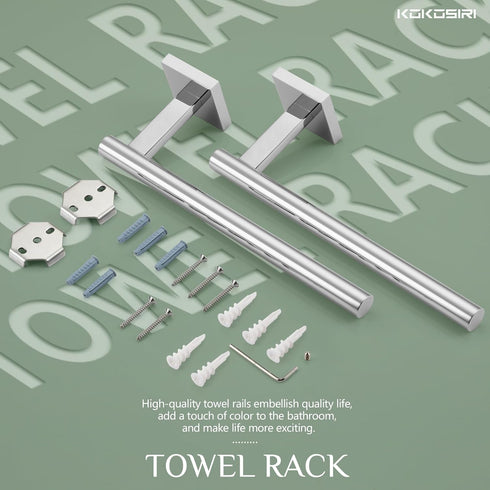 2 Pack, B3008CH-P2 KOKOSIRI Hand Towel Bar Chrome Bathroom Towel Rail Holder Kitchen Paper Holder Wall Mounted Toilet