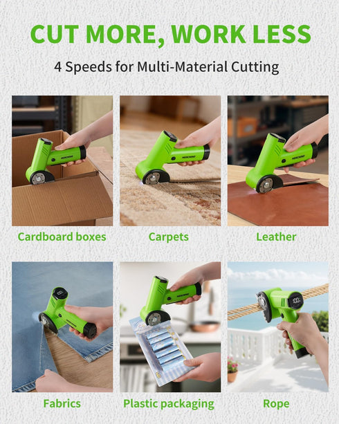 Mercmind 4-Speeds 60 Cardboard Cutter Electric, No-Jam Cutting & Min Long-Lasting, Rotary Box Cutter for Fast Box