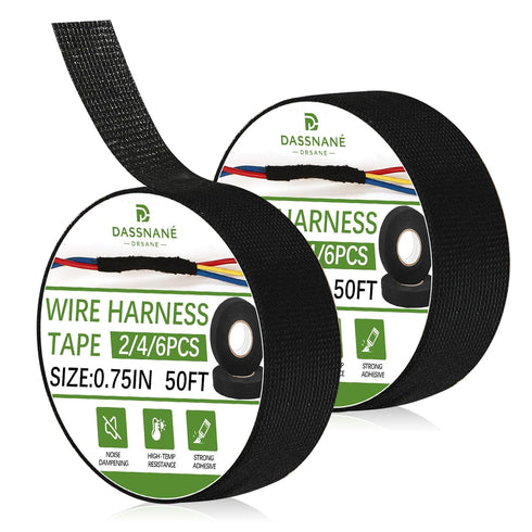 2 Rolls Fabric Electrical Tape,3/4 Inch x 50FT Wire Loom Tape, High