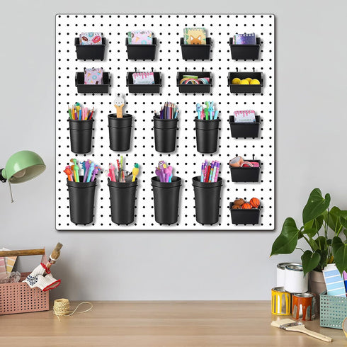 Roowest 60 Pcs Pegboard Cups Set, Pegboard Wall Organizer with Hooks and Loops, Office Storage Garage Craft Workshop