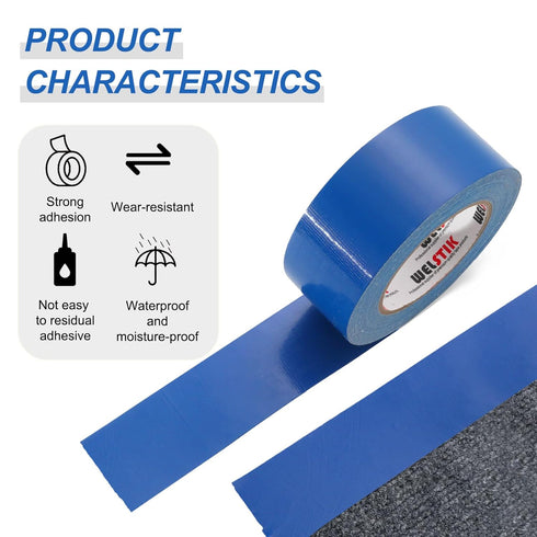 WELSTIK Professional Grade Duct Tape, Waterproof Duct Cloth Fabric for DIY and Repairs (Blue, 2" x 45 Yards)