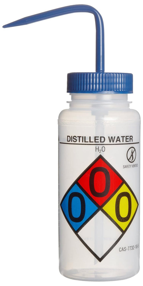 SP Bel-Art Right-to-Know Safety-Vented/Labeled 4-Color Distilled Water Wash Bottles, 500ml (Pack of 4)