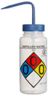 SP Bel-Art Right-to-Know Safety-Vented/Labeled 4-Color Distilled Water Wash Bottles, 500ml (Pack of 4)
