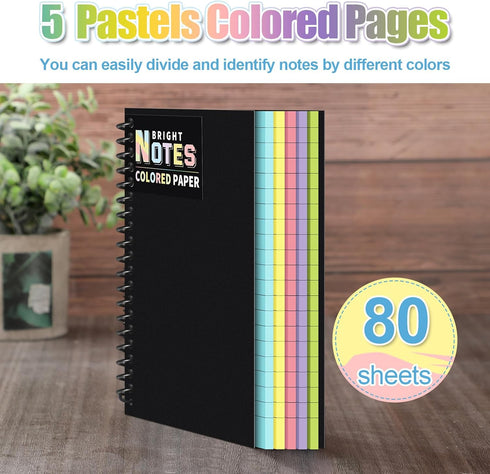 Eaasty 6 Pack Spiral Notebook 5 x 7 Inch College Ruled Colored Paper Notebook Lined Paper Composition Notebook Perforated Notepad Memo Books for Journaling School Office, 80 Sheet/Pack (Pastel Color) by Eaasty