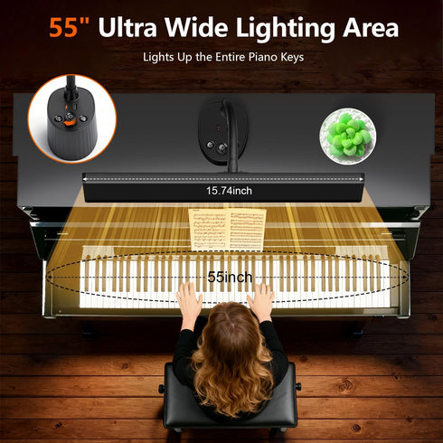 5 Dimmable Piano Light - LED Piano Lamp for Grand/Upright/Digital Pianos - Adjustable Piano Light Desk Lamp