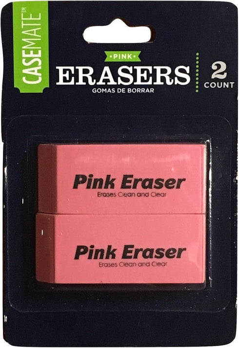 Smudge-Proof Pink Erasers, 2 Count