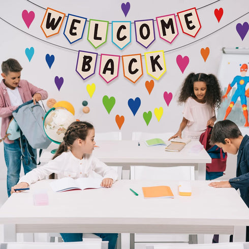 Mixweer 61 Pcs Welcome Back Banner, Boho Bulletin Board Set for Classroom Borders and First Day of School Decor