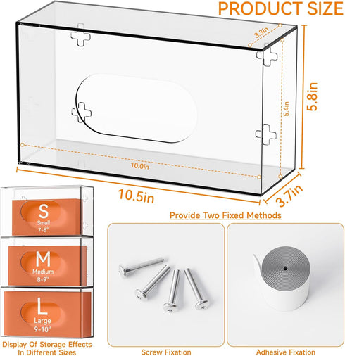 Yieach 3 Pack Acrylic Glove Holder for Wall Mount With Adhesive,No-Drill Latex Glove Box & Dispenser,Disposable Medical