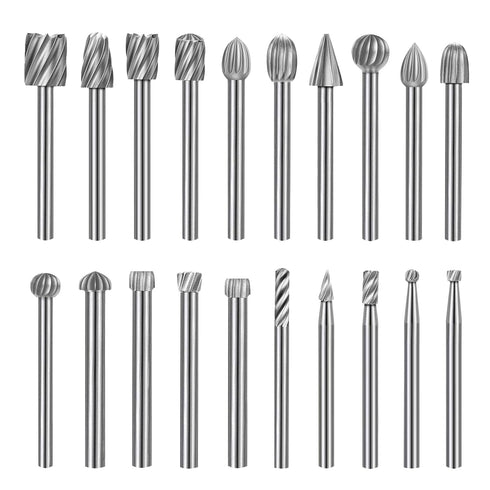 20PCS HSS Rotary Burr Set, Carving Bits and Engraving Router Bit Set for Woodworking and Drilling