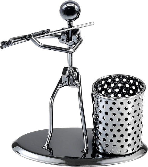 AUTULET Creative Office Desktop Accessories Musical Instrument Metal Pen Pencil Holder Children Toy Gifts (Flute)