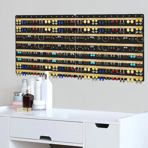 4 Pack Metal Pegboard Panels, Black Wall Organizer with Bent Frame for Heavy Duty Home Storage