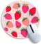 Gctriki Strawberry Mouse Pads, Cute Small Round Mousepad with Stitched Edge, Non-Slip Rubber Base