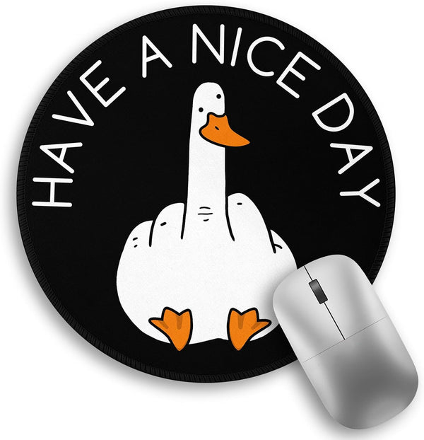 Funny Duck Work Mouse Pad - Small Round Mouse Pads for Desk, Mini Travel Mousepad for Wireless Computer Laptop, Office