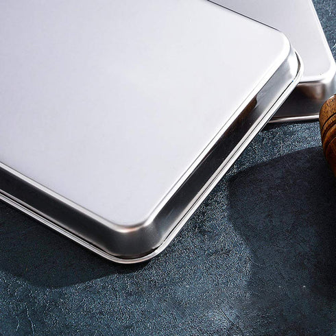 2 Pack Stainless Steel Tray, Non Toxic Heavy Duty Pan for Kitchen Baking, Lab Instrument, Medical Surgical Use