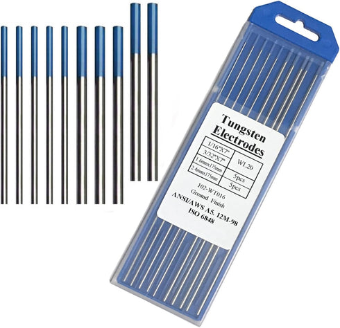 ZINGER TIG Welding Tungsten Electrodes - 2% Lanthanated (WL20/EWLa-2) Blue, 10-Pack