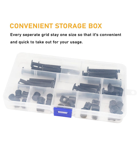 binifiMux 50pcs M6 20mm/ 30mm/ 40mm/ 50mm/ 60mm Crib Hardware Screws, x Black Hex Socket Cap Bolts Barrel Nuts