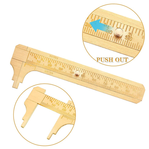2 Pcs Brass Vernier Caliper, Pocket Caliper Handy Tool with Double Scale Sliding Gauge for Measurement