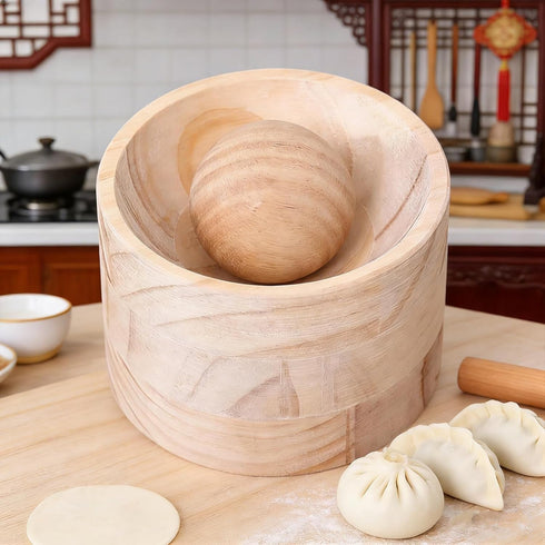 Generic (1pc) Dumpling Wrapper Maker, Wooden Dumpling Skin Maker Round, Manual Dough Press, Made of Solid Wood