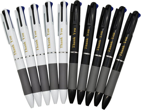 Maydahui 12PCS Retractable 3-in-1 Multicolor Ballpoint Pens, Thank You Pens for Office School Students Party