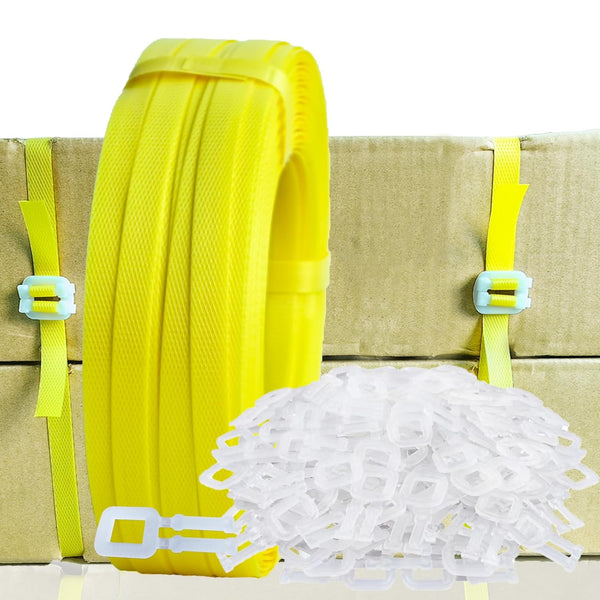 Banding Strapping Kit, Packaging Tool with 5900" Length Poly Strapping and 100 Buckles