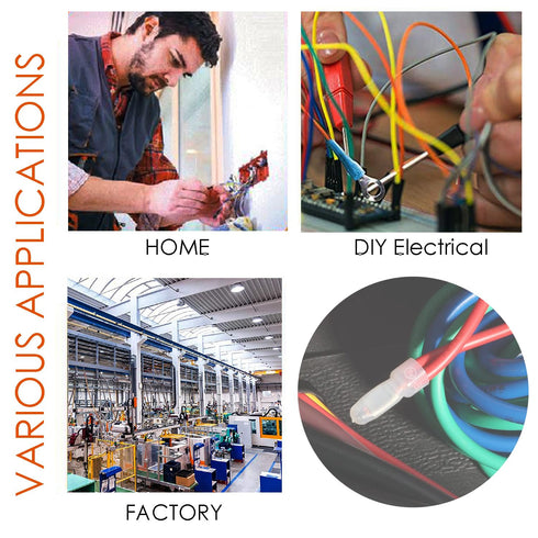 550pcs Closed End Crimp Connectors Assortment Set, Wire End Caps, 24-10 Gauge Copper Core and Nylon Wire Terminals
