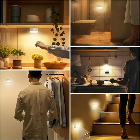 3 Pack Closet Guankai Motion Sensor Stair Light for Indoor, Battery Operated Lights, Wireless Stick on Anywhere Hallway