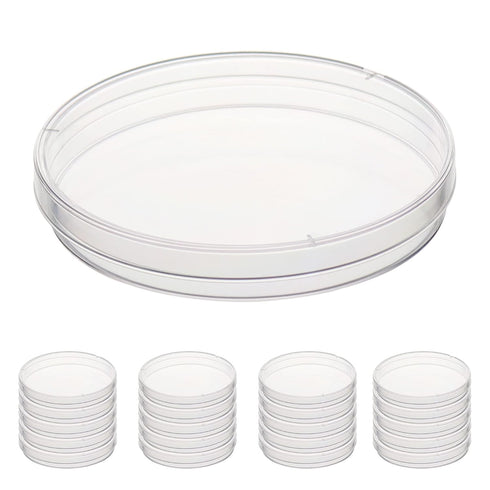 Sterile Plastic Petri Dishes with Lid, 20 PCS of Dia.150mm*15mm Clear Petri Plate, with 3 Vents for Classroom, Laboratory, Science Party, PPD150-020