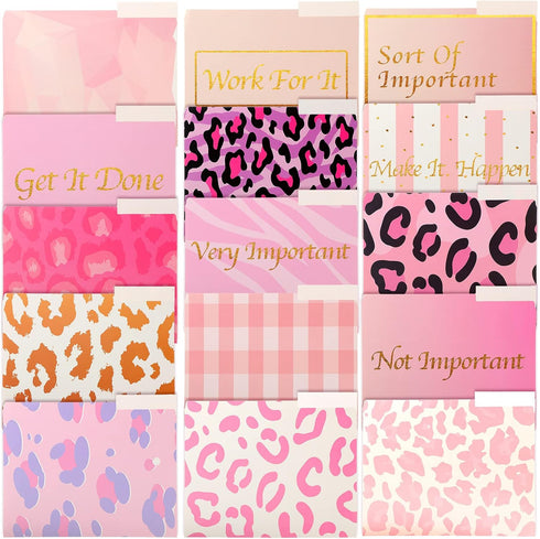 Eersida 15 Pcs Pink File Folders, Decorative with 1/3 Cut Tabs, Letter Size, Cardstock Leopard Print Organizer for