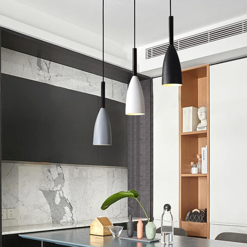 3 3 Bulbs, Kitchen Island Light Kit, Modern Industrial Metal Pendant Light with Warm White Adjustable Hanging Cords