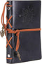 EvZ Leather Writing Journal Notebook, 5 Inches, Vintage Nautical Spiral Blank Diary, Black