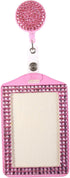 Premium Bling ID Name Badge Holder, Fashion Retractable Pink Crystal Neck Lanyard, Portable Rhinestone Clip for Nurse,
