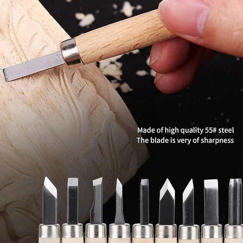 12Pcs Wood Carving Tool Set, Rubber Stamp Carving Knife, Steel Sculpture Knife for Soft Materials