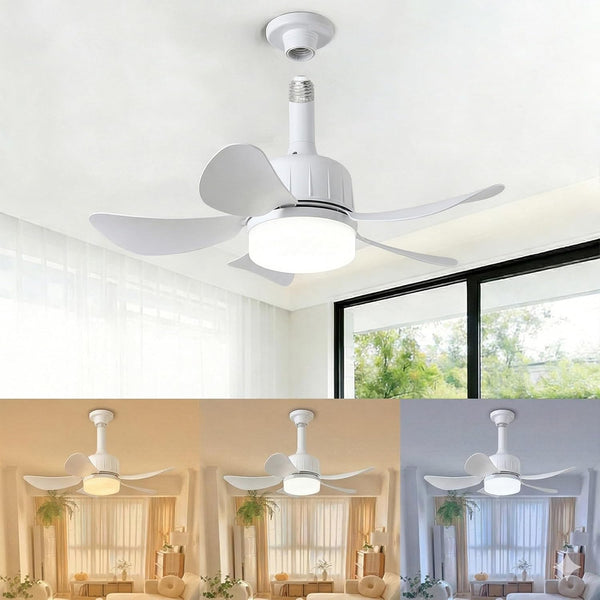 WUTGHUI Socket Fan Light with Remote Control, Dimmable LED Bulb Fan 3000K-6000K 3-Color
