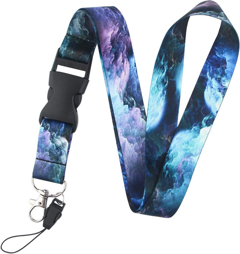 DMLSKY Blue Lanyard ID Badge Holder with Safe Release Buckle & Metal Clip for Adult Teen