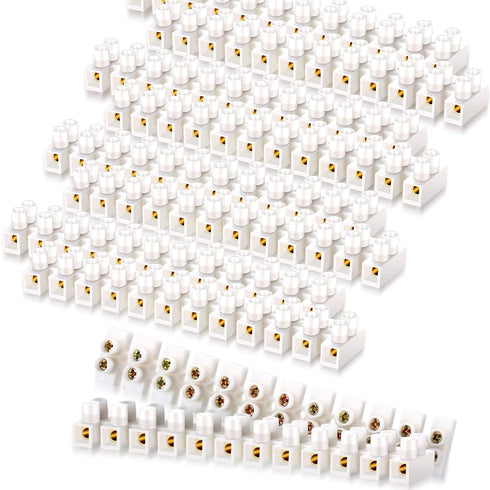 Weewooday 10 Pieces Terminal Block 12-Position Strip, 10 Amp 380 Volt White Screw Terminal Connector
