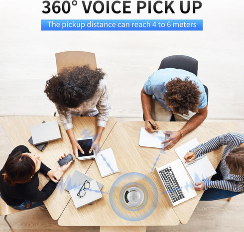 XTUGA Q3 360Voice Conference Speaker Bluetooth Microphone, Pickup Noise Reduction Gain Control for Meetings,Zoom,Home