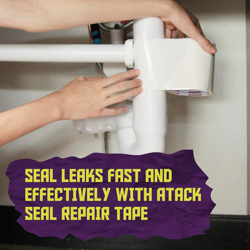 ATack Waterproof Patch and Seal Tape, Clear, 4" x 10', Water Barrier Tape for Leak Repair on Pipes, Roof, Boat