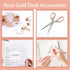 UPIHO Rose Gold Office Supplies Set, Stapler and Tape Dispenser with Clips, Scissors, and Sticky Notes