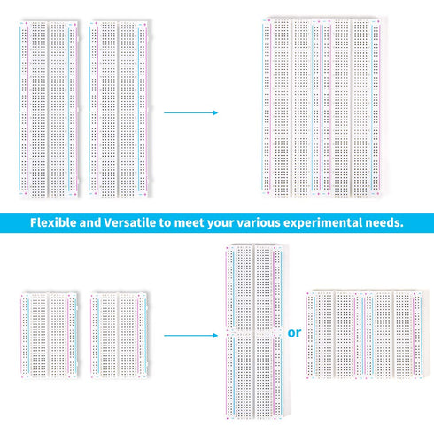 4PCS Breadboards Kit, 2PCS 830 Point and 2PCS 400 Point Solderless Breadboards for Proto Shield