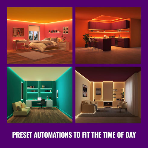 Sunset/Sunrise Preset 50ft WiZ Connected Smart Light Strip, Automation, Modes, Control with Voice or App, Full Color