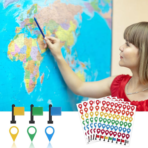 Shimmeroo 280Pcs Map Location Position Stickers, Self Adhesive Map Markers Indicator Labels Colorful Tracking Stickers