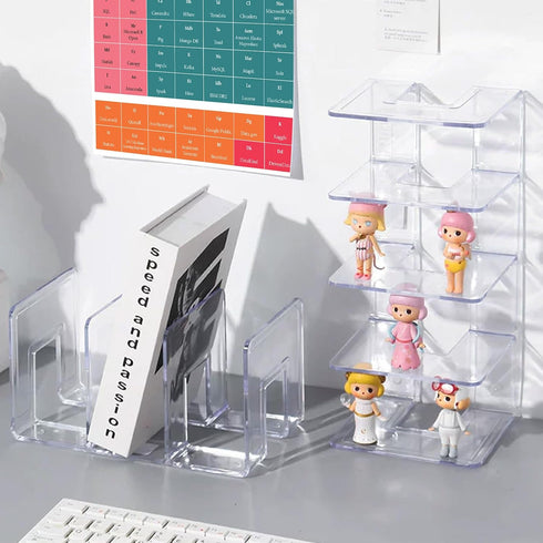 LOEQIAN 4 Pack Clear Acrylic Desk File Sorter, Purse Organizer Clutch Divider, Mesh Folder Office Supplies Stand, 4