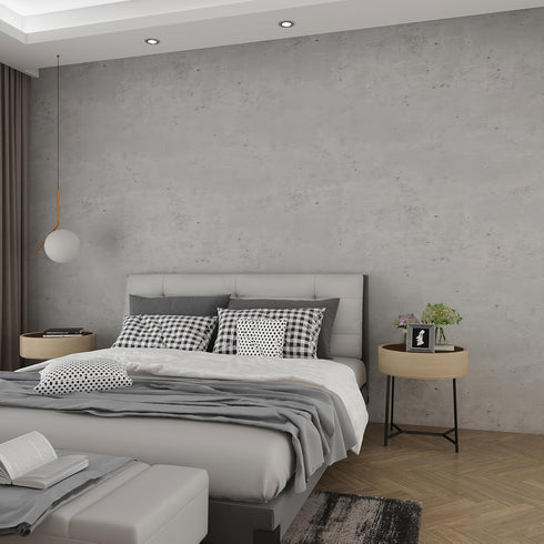 12x118 inch Light Grey Concrete Wallpaper, Peel and Stick Cement Contact Paper for Modern Industrial Style Decorative