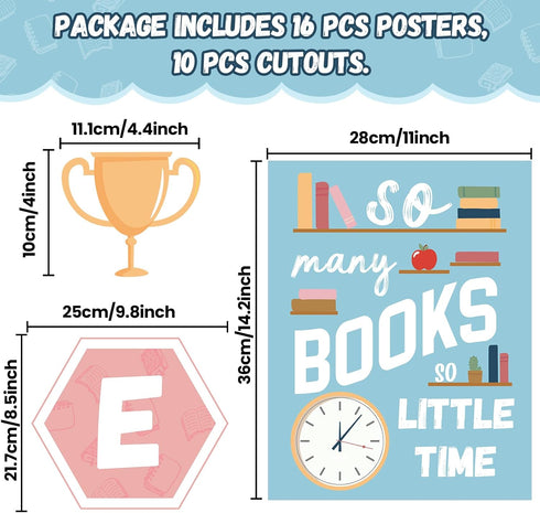 gisgfim Reading Posters for Classroom Retro Motivational Reading Corner Bulletin Board Decorations Educational Colorful Reading Strategies Posters for Elementary School Library Wall Art Decor Supplies