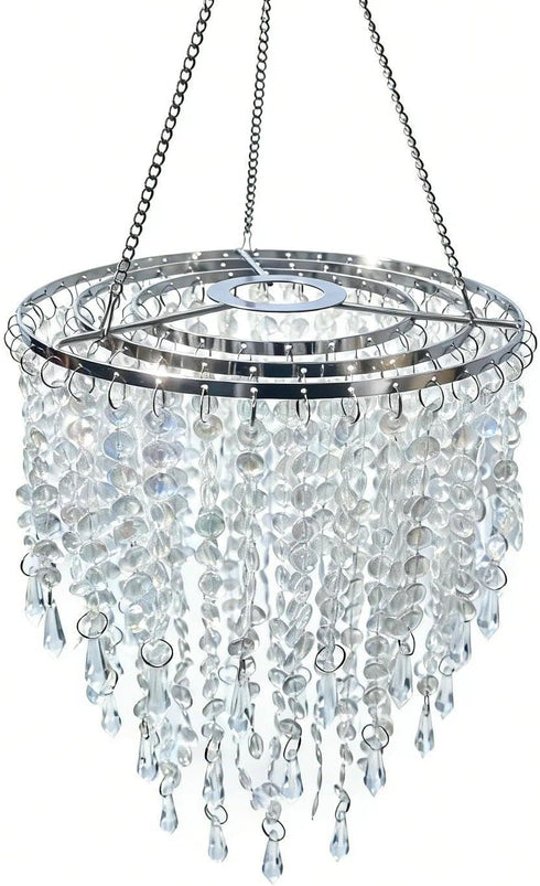 8.6 inches Sparkling Iridescent Beaded Chandeliers Diameter for Wedding Centerpiece Living Room Bedroom Event Party