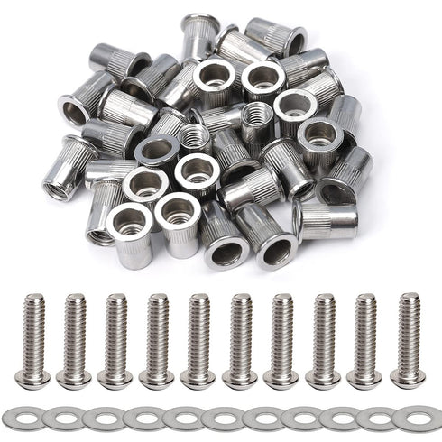 Woopais Stainless Steel 1/4-20 Rivet Nuts and Bolts 3/4" Button Head Socket Cap