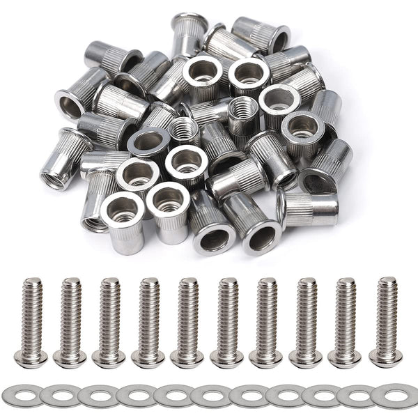 Woopais Stainless Steel 1/4-20 Rivet Nuts and Bolts 3/4" Button Head Socket Cap