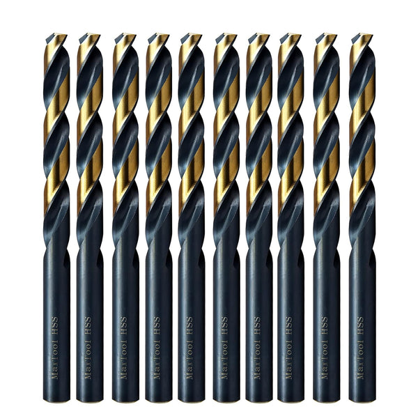 MAXTOOL Letter I 0.272" Jobber Length Drill Bits, 10PCs HSS M2 Twist Fully Ground Black & Bronze Straight Shank