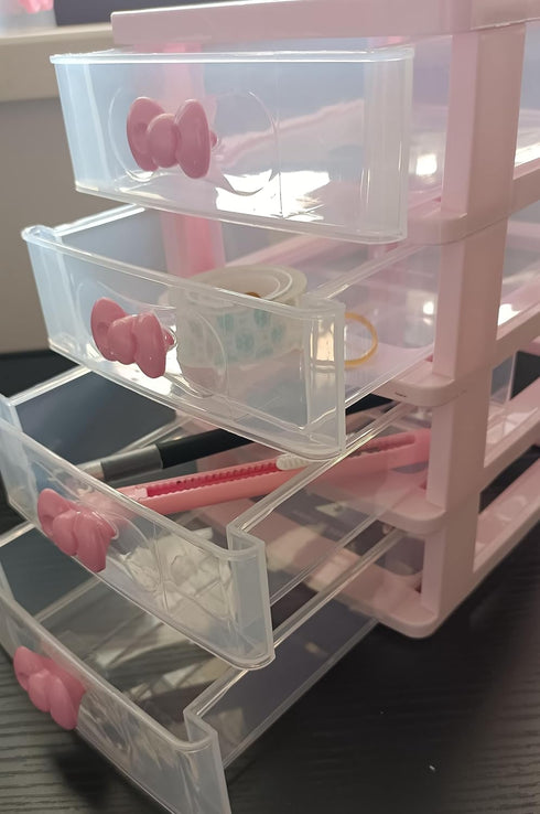 Girls Cute Color Storage Box, 4 Layers Desktop Organizer for Jewelry and Small Items