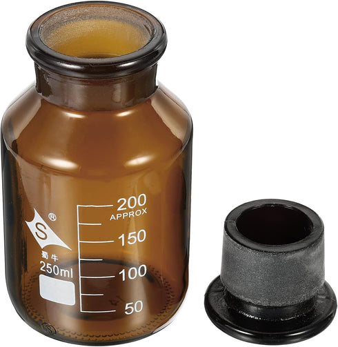 PATIKIL 250mL Reagent Media Bottle, 1Pcs Round 3.3 Borosilicate Glass Graduated Storage Bottle